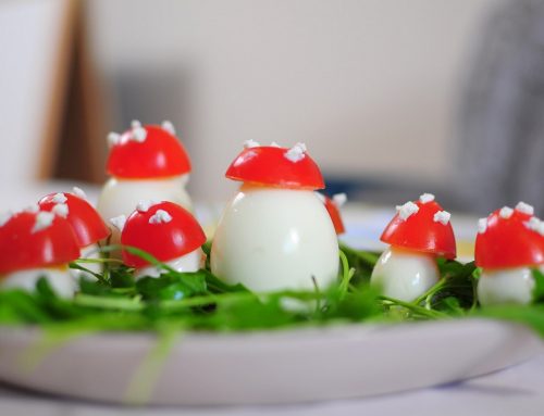 Recette d’œufs de caille tomates en forme de petits champignons pour l’apéritif