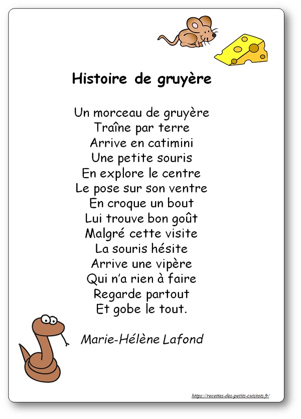 Comptine Histoire de gruyère de Marie Hélène Lafond