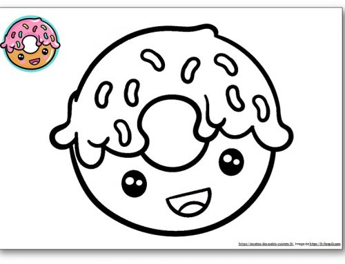 Coloriage d’un donut kawaii avec modèle à imprimer gratuitement