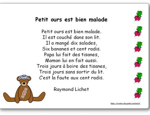 « Petit ours est bien malade » poésie de Raymond Lichet